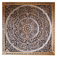 Teak-Wood-Recycled-Sacred-Lotus-Brown-California-King-180-cm-Face Headboard