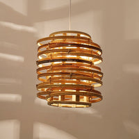 Deconstructed Cylinder Rattan Pendant Light