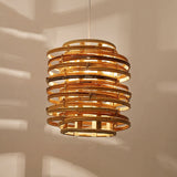 Deconstructed Cylinder Rattan Pendant Light