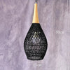 Modern Rattan Drop Pendant Light Black Size 25cm