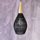 Modern Rattan Drop Pendant Light Black Size 35cm
