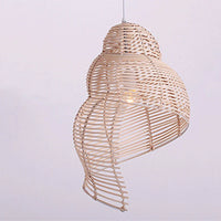 Shell-Shaped Rattan Pendant Light Beige