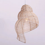 Shell-Shaped Rattan Pendant Light Beige