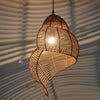 Shell-Shaped Rattan Pendant Light Brown Enlighted
