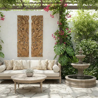 Set of 2 Natural Bouddhist Guardians Angel Wall Panels - 120 cm