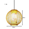 Bamboo and Fabric Cage Pendant Light - 28 cm Size