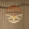 Double Spherical Cage Bamboo Pendant Light - 50 cm Enlighted
