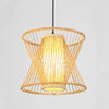 Hourglass Pendant Light in Bamboo and Fabric - 40 cm