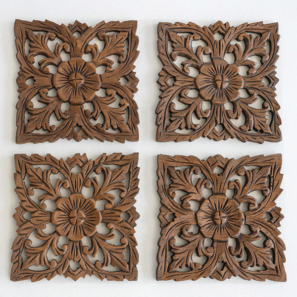 Set de 4 Panneaux Muraux Fleur - 20 cm