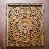 Large Hand-Carved Wood Panel - 260 cm