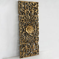 Panneau Mural Rectangle Lotus d'Or Précieux - 120 cm