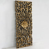 Panneau Mural Rectangle Lotus d'Or Précieux - 120 cm