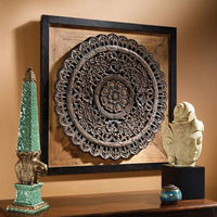 Panneau Mural Rond Lotus Eternel Brun - 60 cm