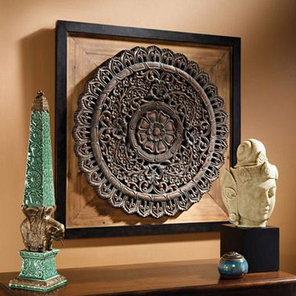 Panneau Mural Rond Lotus Eternel Brun - 60 cm