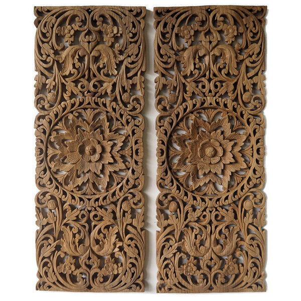 Set 2 Panneaux Muraux Rectangle Lotus Sacré - 90 cm