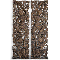 Set 2 Panneaux Muraux Anges Gardiens Bouddhistes Brun - 120 cm