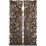 Set 2 Panneaux Muraux Anges Gardiens Bouddhistes Brun - 120 cm