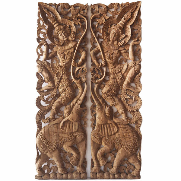 Set 2 Panneaux Muraux Anges Gardiens Traditionnels - 120 cm