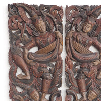 Set 2 Panneaux Muraux Anges Gardiens Thailandais Authentiques - 120 cm