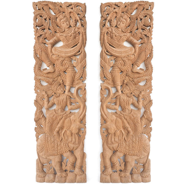 Set 2 Panneaux Muraux Anges Gardiens Thailandais Nature - 120 cm