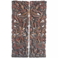 Set 2 Panneaux Muraux Anges Gardiens Thailandais Authentiques - 120 cm