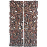Set 2 Panneaux Muraux Anges Gardiens Thailandais Authentiques - 120 cm