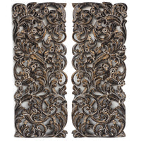 Set 2 Panneaux Muraux Rectangles Elégance Végétale Doré Antique - 90 cm