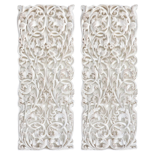 Set 2 Panneaux Muraux Thai Jungle Vintage Blanc - 90 cm