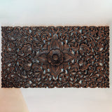 Teak-Wood-Headboard-Lotus-Panel-Front