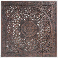  Teak-Wood-Headboard-Floral-Design-Standard-Bed-Front-View