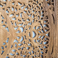 Teak-Wood-Floral-Traditional-Standard-Bed-Headboard-Zoom