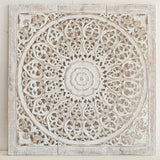 Teak-Wood-Headboard-Single-Bed-Vintage-White-Mandala-Front