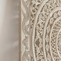 Teak-Wood-Headboard-Vintage-White-Oriental-Single-Bed-Zoom-Detail