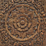 teak-wood-headboard-single-bed-tropical-lotus-flower