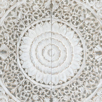 Recycled-Teak-Wood-Oriental-Flower-Vintage-White-California-King-180-cm-Flower