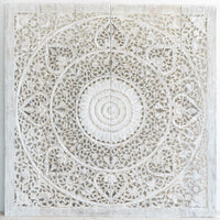 Recycled-Teak-Wood-Oriental-Flower-Vintage-White-California-King-180-cm-Front