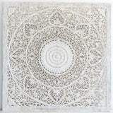 Recycled-Teak-Wood-Oriental-Flower-Vintage-White-California-King-180-cm-Front