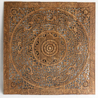 Teak-Wood-Recycled-Lotus-Flower-Headboard-Queen-Size-Front