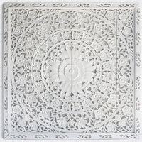 Recycled-Teak-Wood-Thousand-Of-Flowers-White-California-King-180-cm-Front-View