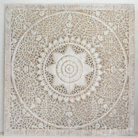 Recycled-Teak-Wood-Floral-Vintage-Beige-California-King-180-cm-Front-View