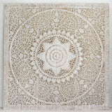 Recycled-Teak-Wood-Floral-Vintage-Beige-California-King-180-cm-Front-View