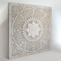 Recycled-Teak-Wood-Floral-Vintage-Beige-California-King-180-cm-Side-View
